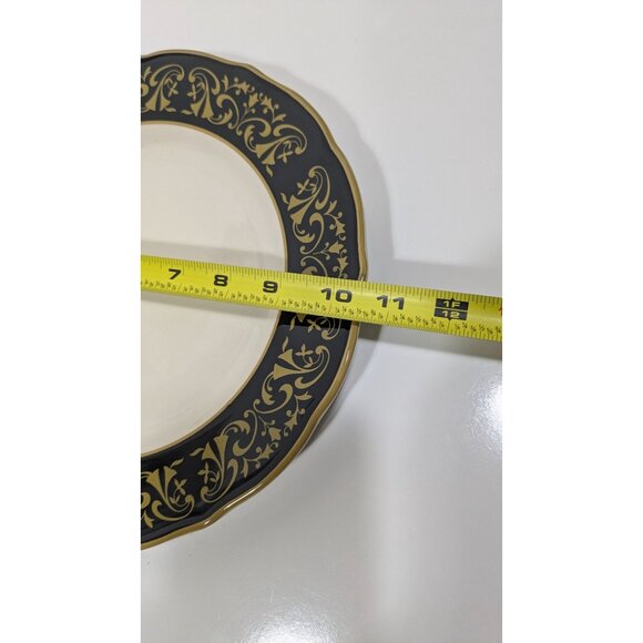 Syracuse China Black Yellow Beige Floral Dinner Plate Vintage - Picture 7 of 9